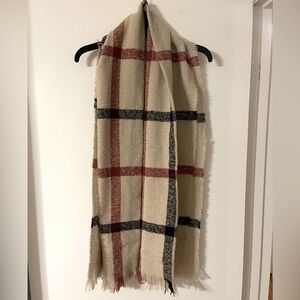 Black, Red, Cream Plaid Scarf